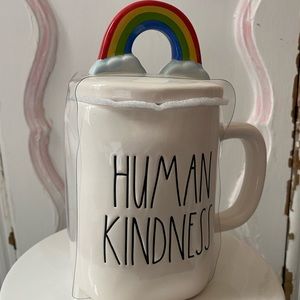 Rae Dunn HUMAN KINDNESS Mug With Rainbow Topper